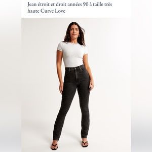 90s straight slim ultra high rise black jeans Curve love Abercrombie